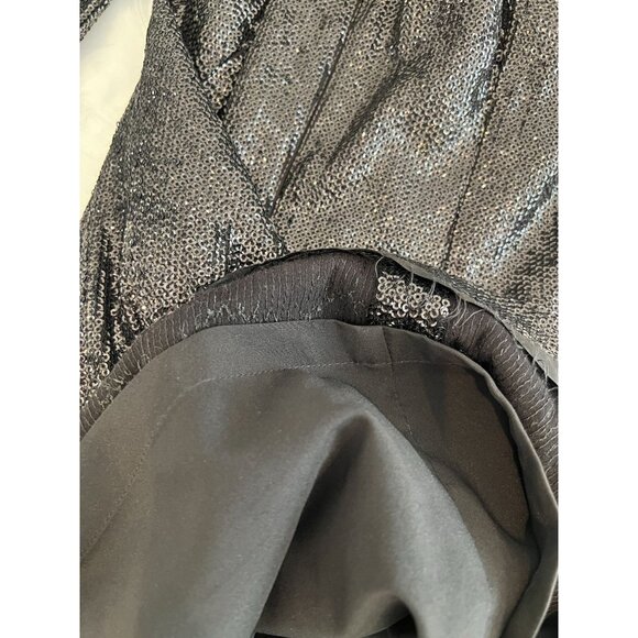 Rachel Zoe Black Sequin Mini Dress with White Flared Cuffs -  Size 0 - Picture 5 of 8